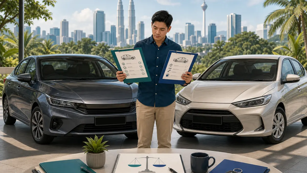 Two unbadged compact sedans positioned side by side for a resale comparison